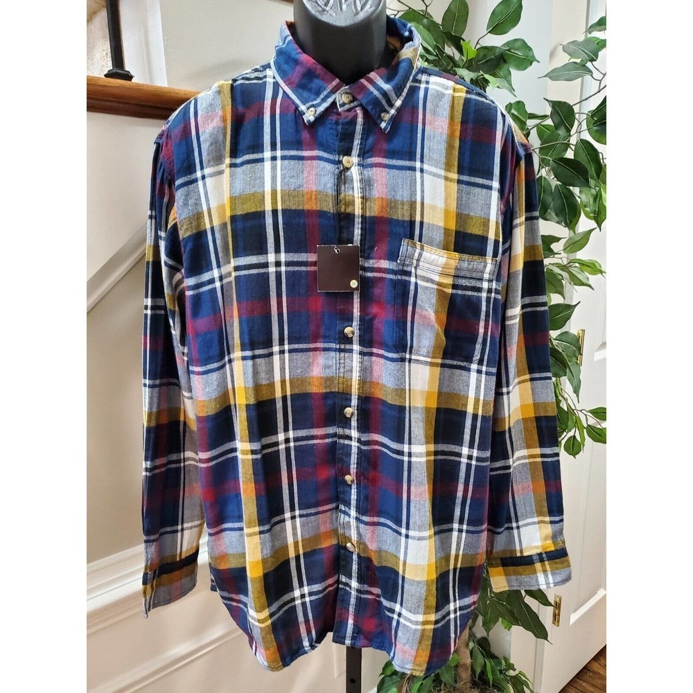 Cotton Traders Sport Men Multicolor Cotton Long‎ Sleeve Collared Casual Shirt XL